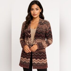 United States Multi Color Chevron Open Front Cardigan Sweater Sz. Large